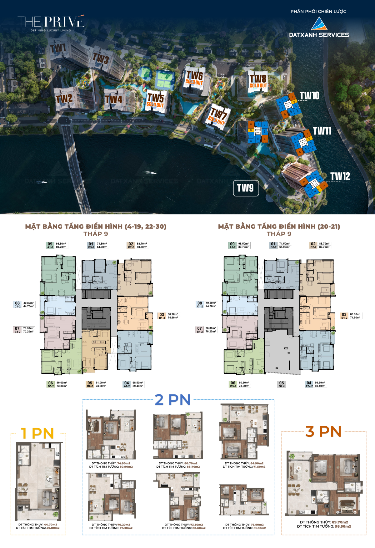 Mặt bằng A&T Saigon Riverside Mặt bằng Tháp 5-6-7 tầng 4-19 & 22-31